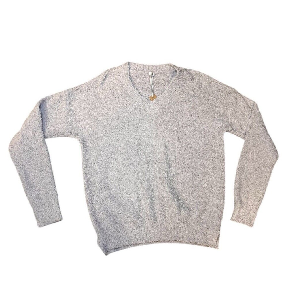 HELLO NITE PLUSH V NECK PULLOVER Opal Grey Womens‎ Sz Small